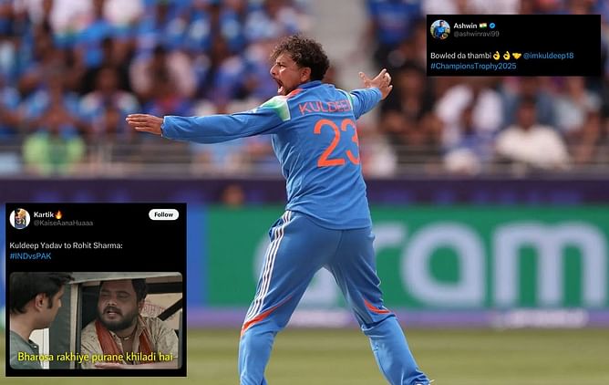 "Nightmare of Pakistan" - Fans react to Kuldeep Yadav's stunning spell in IND v PAK 2025 Champions Trophy match