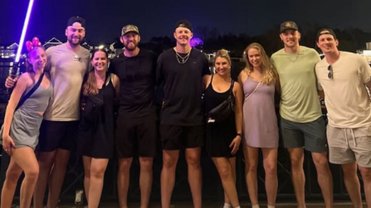 (Left to right) Colton Cowser with girlfriend Claire Wolford, Jordan Westburg with wife Anna, Ryan Mountcastle with wife Taylor, Gunnar Henderson with girlfriend Katherine, Adley Rutschman (Image from - Instagram.com/@katherinelee_bishop IG Stories)