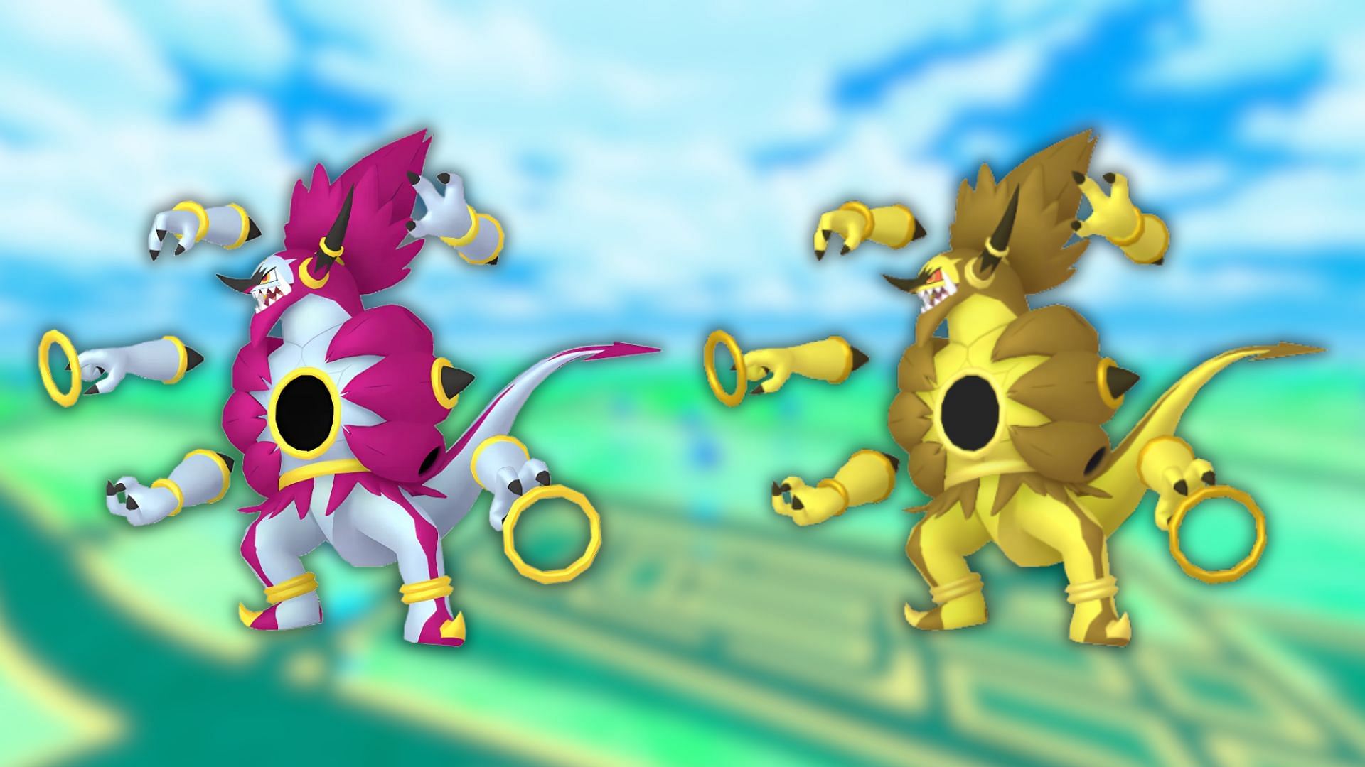 Hoopa Unbound and its shiny variant (Image via The Pokemon Company)