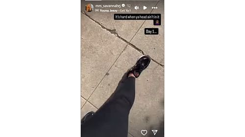 Savannah James' Instagram story after one day of her walking routine. [photo: @mrs_savannahrj/IG]