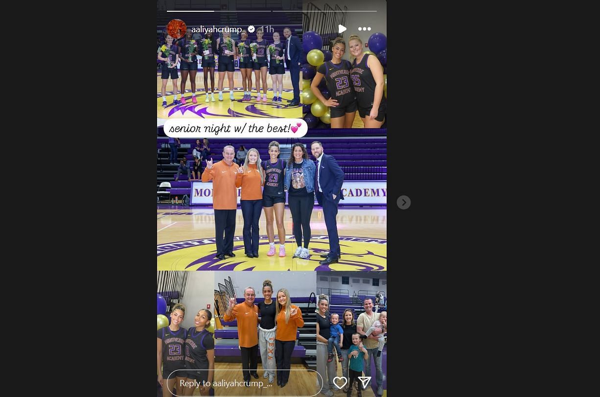 Aaliyah Crump shares a wholesome collage from her senior night at Montverde via Instagram.