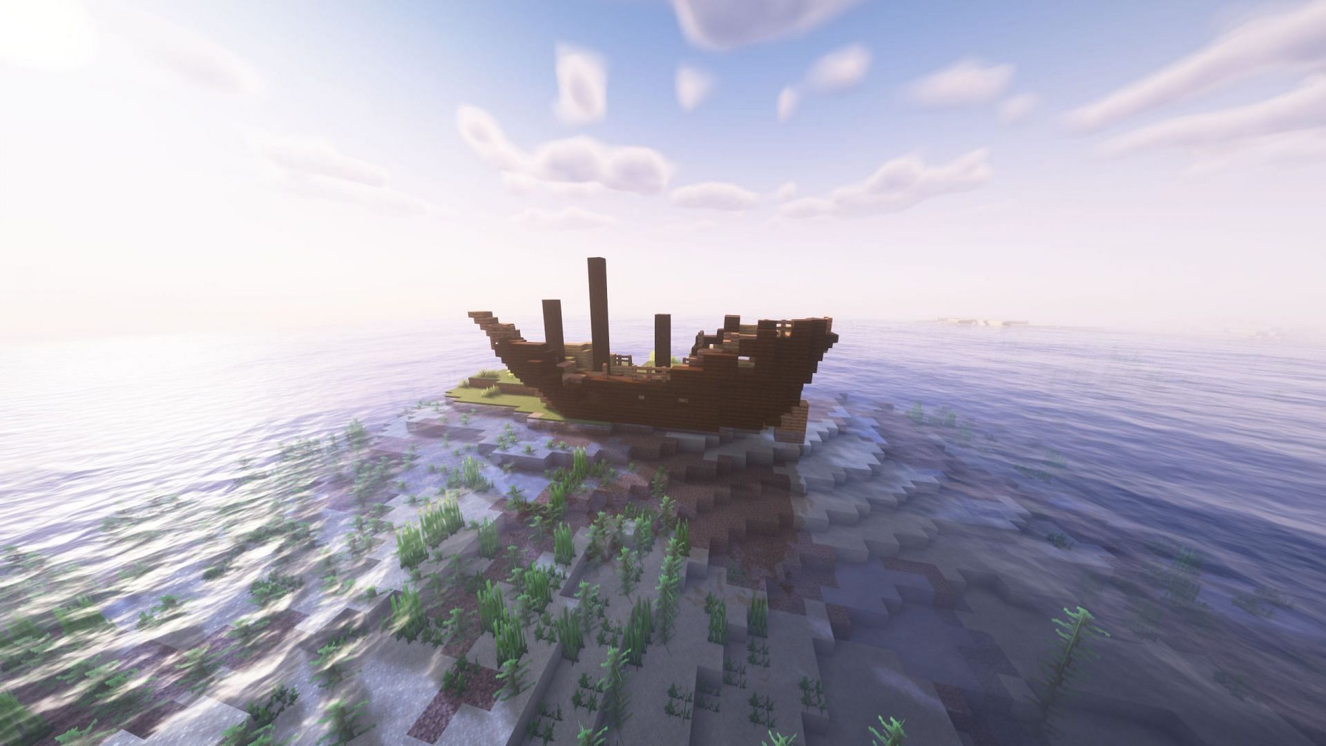 Shipwrecks and buried treasures are great for finding diamonds since they do not pose any major threat (Image via Sportskeeda Gaming/Mojang)