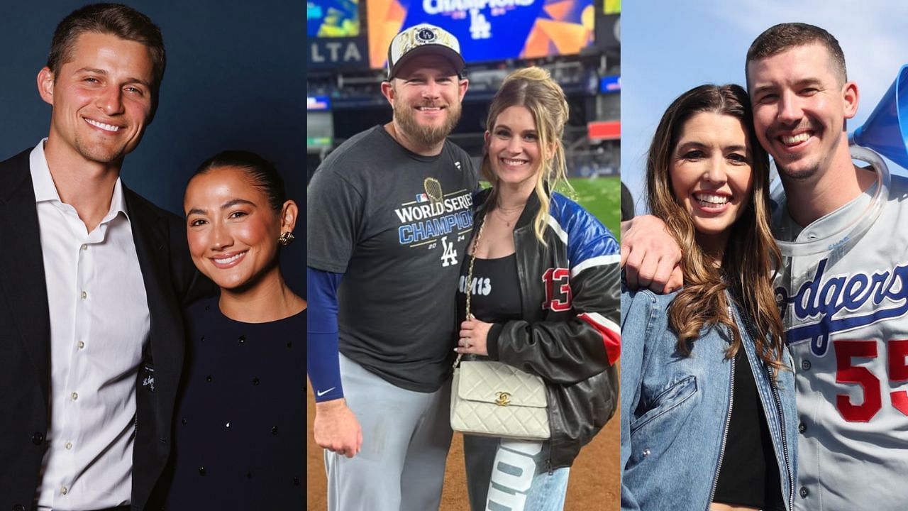 Corey Seager and wife Madisyn (L), Max Muncy and wife Kellie (C), Walker Buehler and wife McKenzie (R) (Images from - Instagram.com/@madyseager, Instagram.com/@kellie_muncy, Instagram.com/@mckenziebuehler)