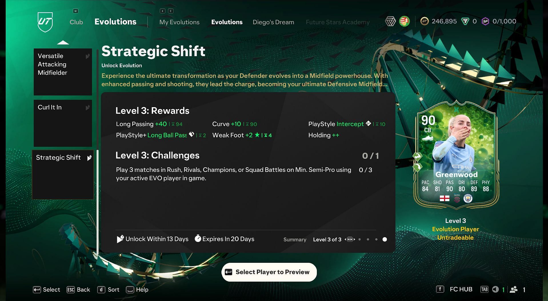 All upgrade levels in the latest Strategic Shift EVO (Image via Sportskeeda Gaming/EA Sports)