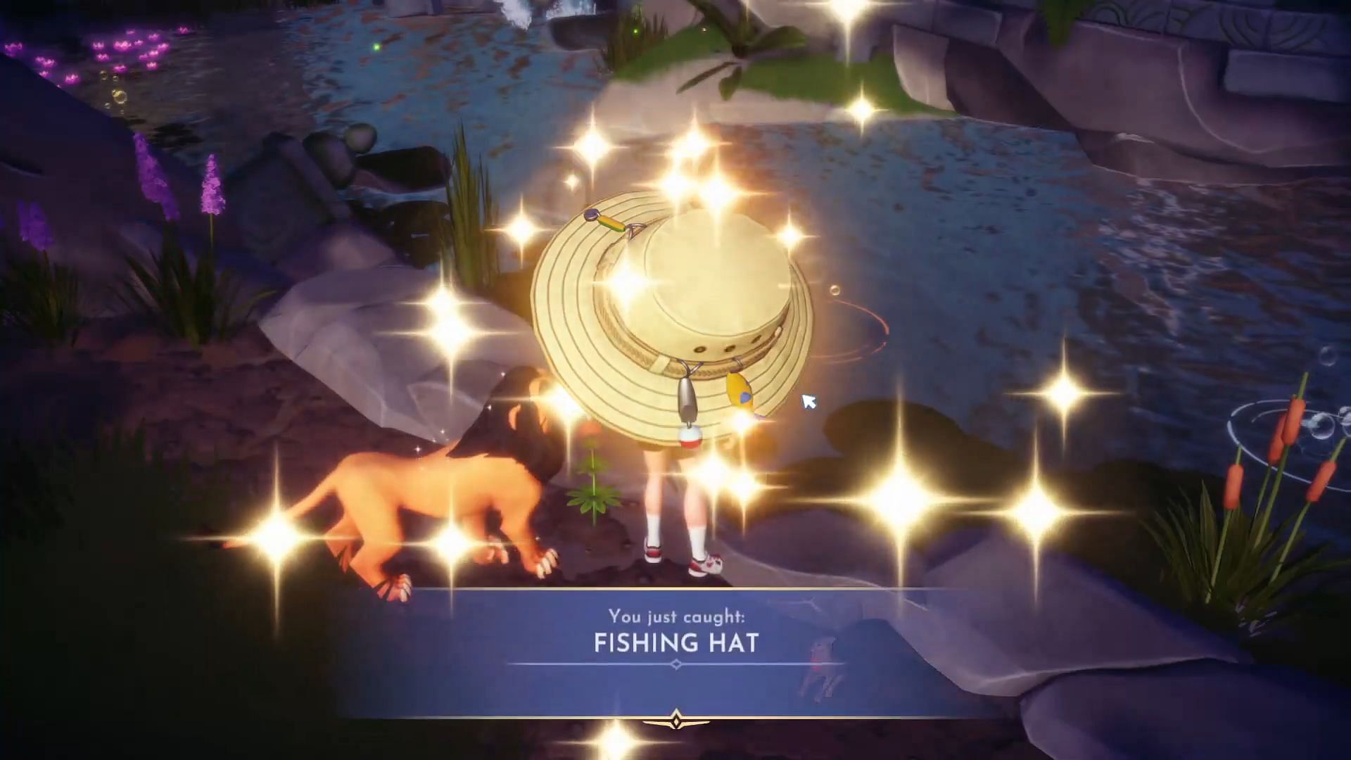 The Fishing Hat in Disney Dreamlight Valley (Image via Gameloft || YouTube/@JaviHerobrine)