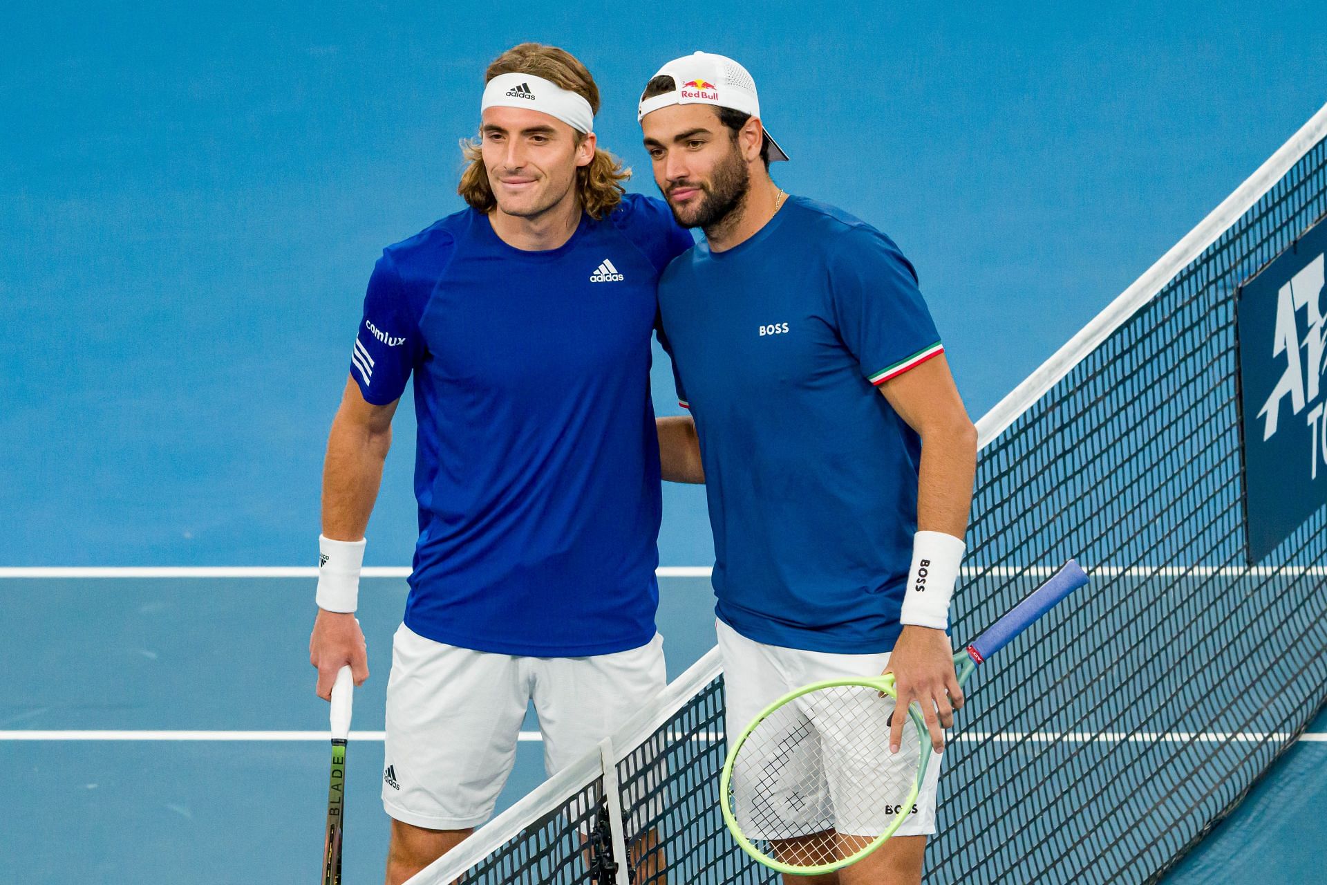 Stefanis Tsitsipas (L) and Matteo Berrettini at the 2023 United Cup - Source: Getty