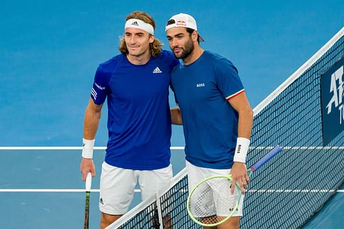 Stefanis Tsitsipas (L) and Matteo Berrettini at the 2023 United Cup - Source: Getty