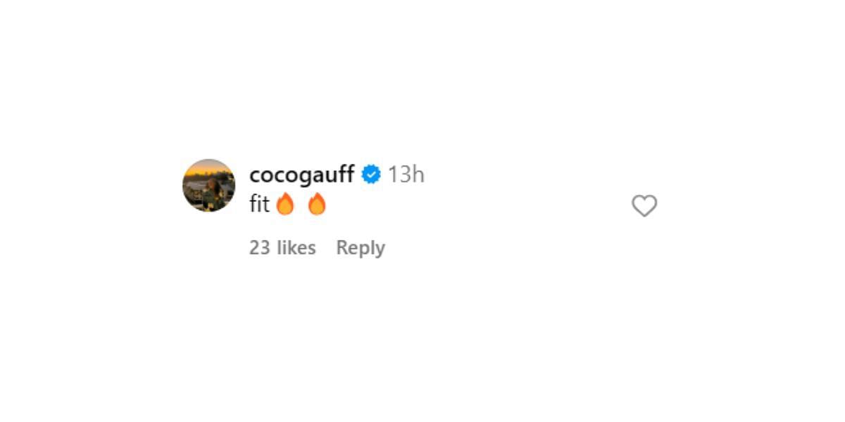 Coco Gauff Instagram comment (Image via Instagram@cocogauff) nter caption