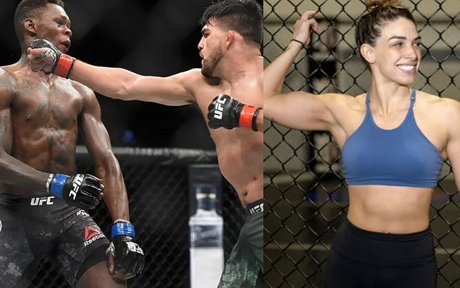 Mackenzie Dern reacts to Israel Adesanya vs. Kelvin Gastelum fight at UFC 236 getting inducted into the UFC Hall of Fame