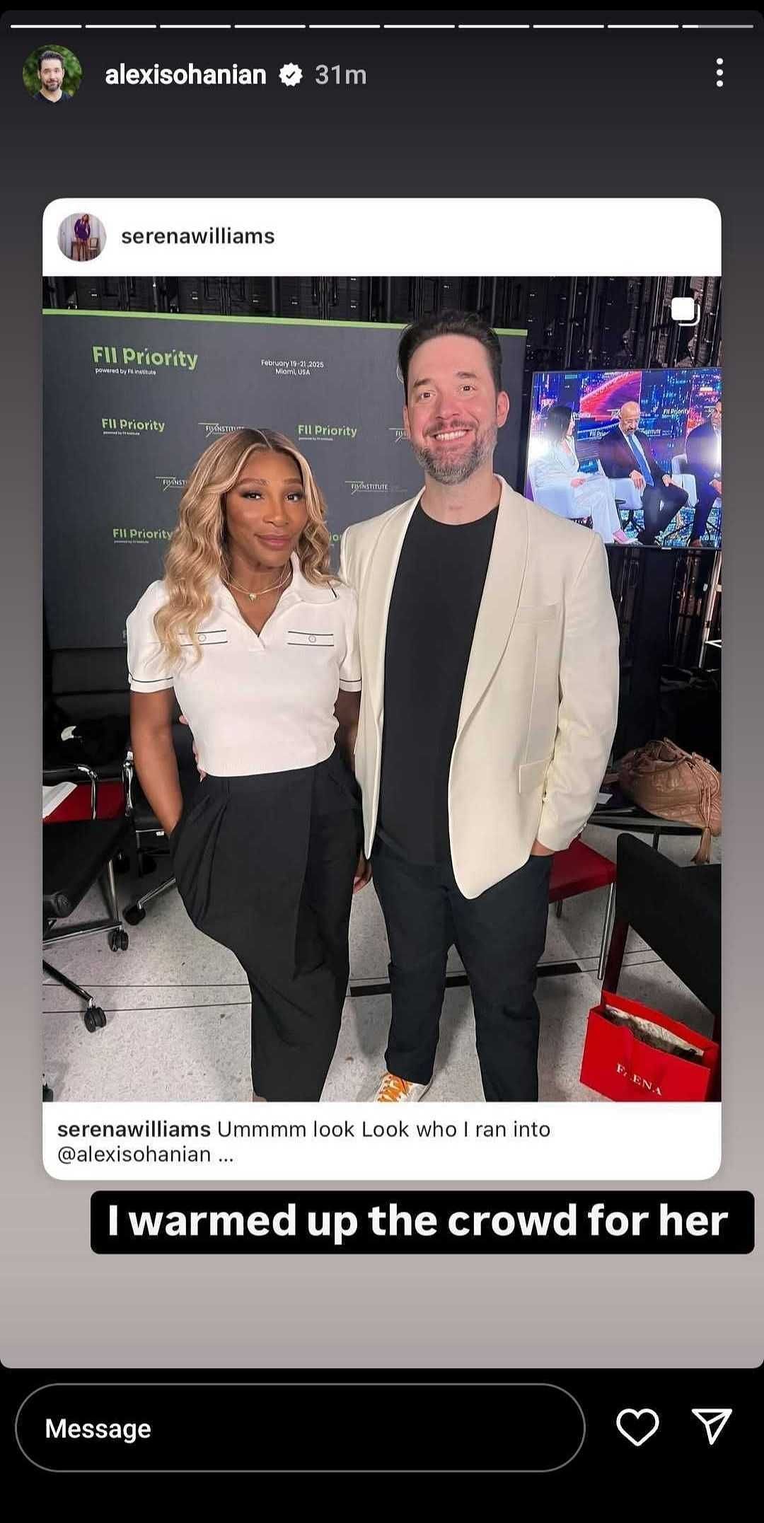 Alexis Ohanian&#039;s Instagram story; ( Source - Instagram @alexisohanian)