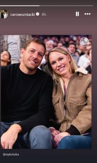 Caroline Wozniacki and Lee at the NBA game last weekend. Source: Instagram @carowozniacki