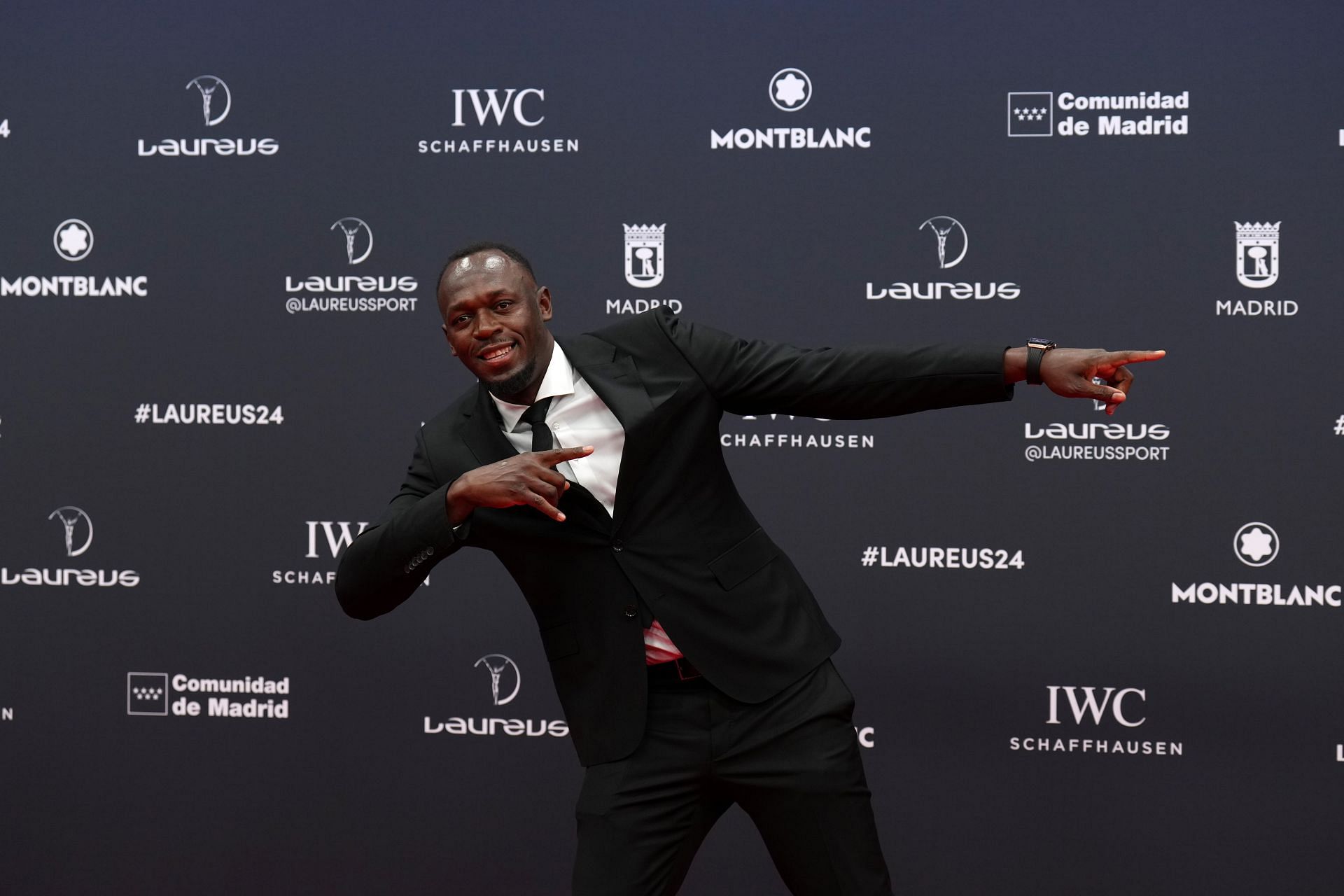 Usain Bolt at the 2024 Red Carpet Arrivals - Laureus World Sports Awards Madrid - Source: Gett