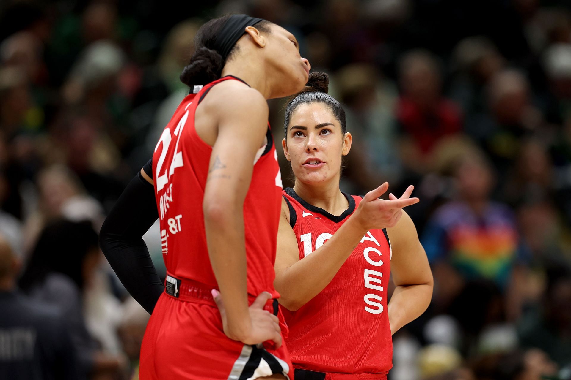 A&#039;ja Wilson and Kelsey Plum - Source: Getty