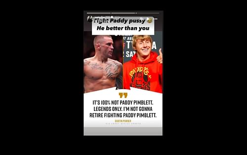 Nate Diaz wants Dustin Poirier to fight Paddy Pimblett. [Images courtesy: @natediaz209 on Instagram]