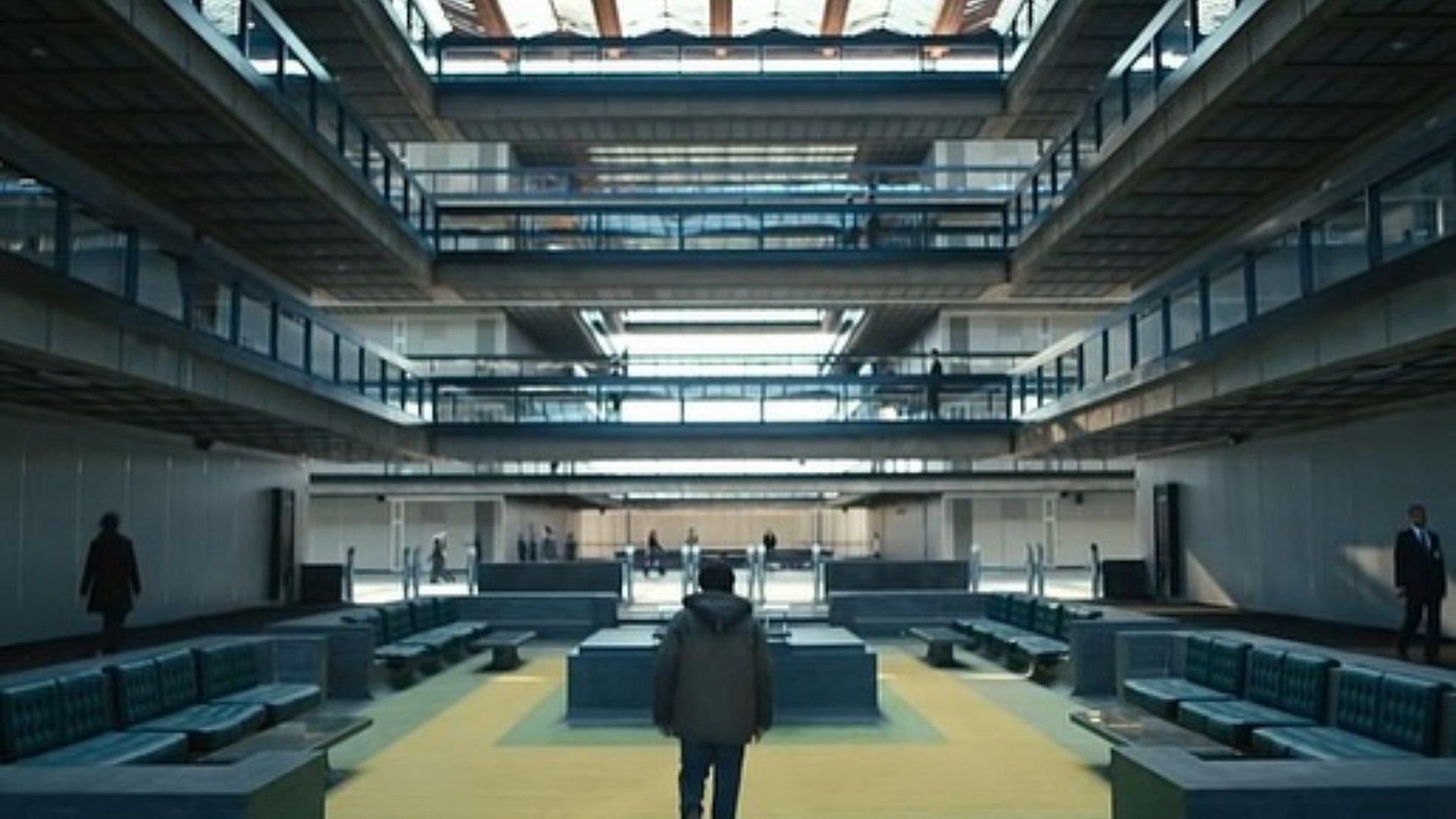 A still of Lumon's atrium from the dystopian thriller series Severance (Image via Instagram/@bellworks)