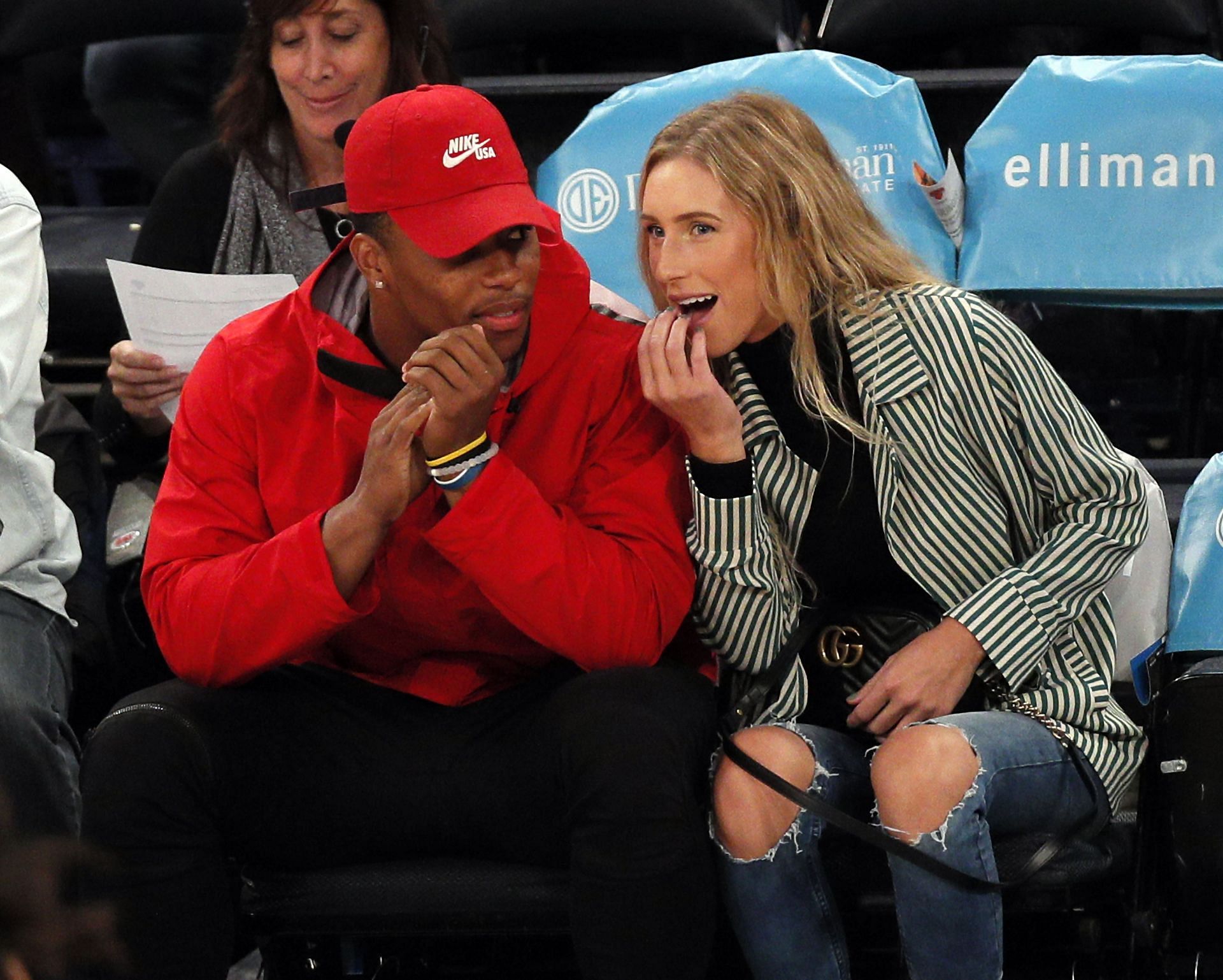 Saquon Barkley (L) with his fianc&eacute;e Anna Congdon - Source: Getty