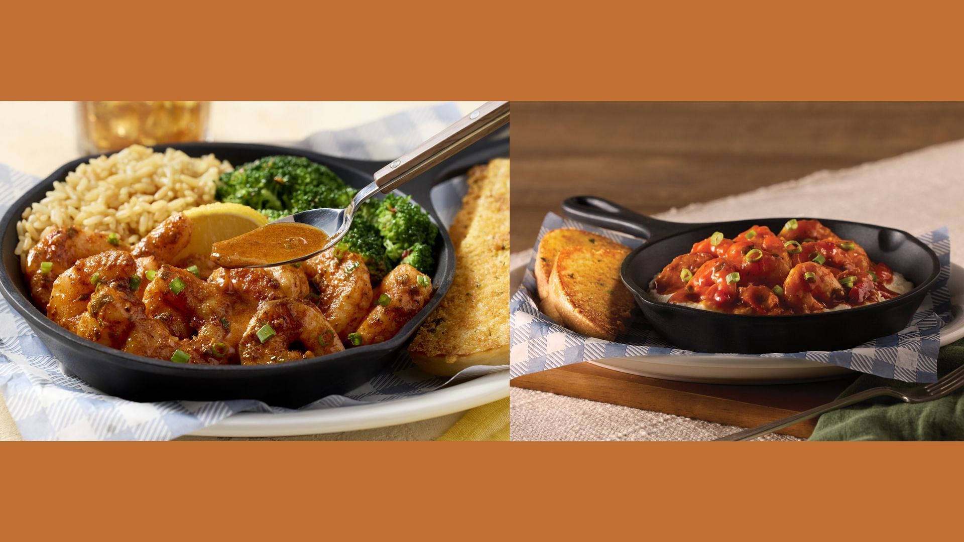 Cajun Shrimp Skillet &amp; Shrimp n&#039; Grits (Image via Cracker Barrel)