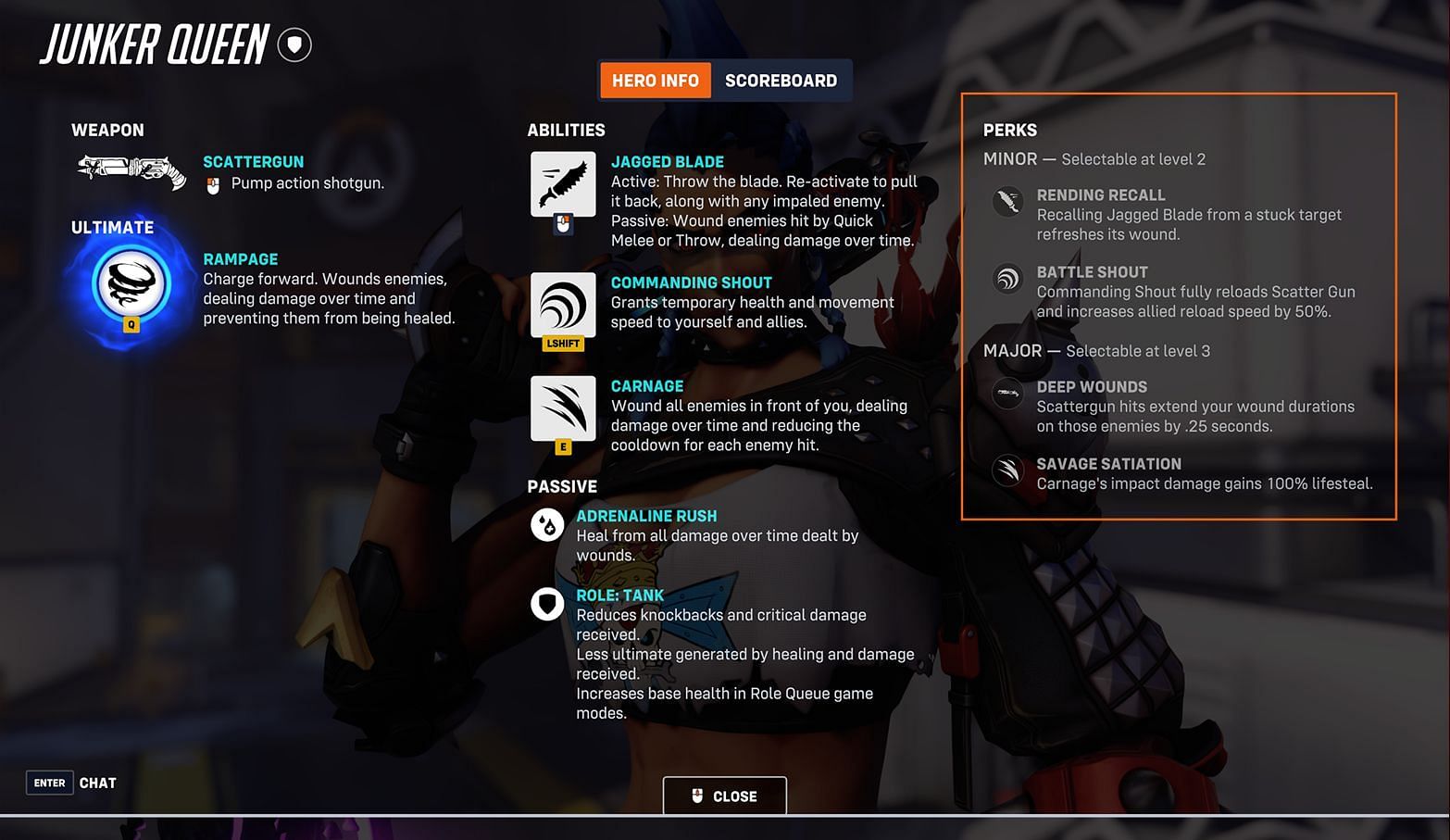 Junker Queen perks in Overwatch 2 (Image via Blizzard Entertainment)