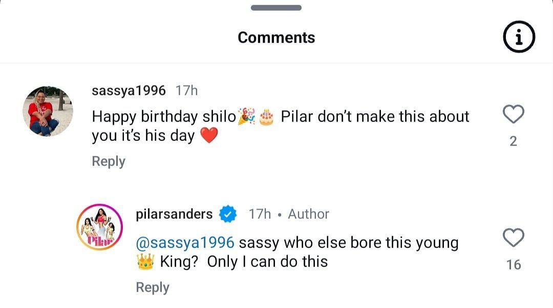 Pilar&#039;s IG comment