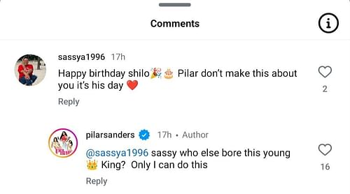 Pilar's IG comment