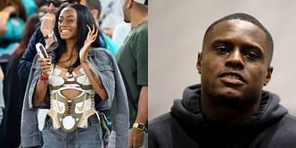 Sha'Carri Richardson turns up the glamour in a two-piece suit while making hand-in-hand appearance with Christian Coleman at Super Bowl