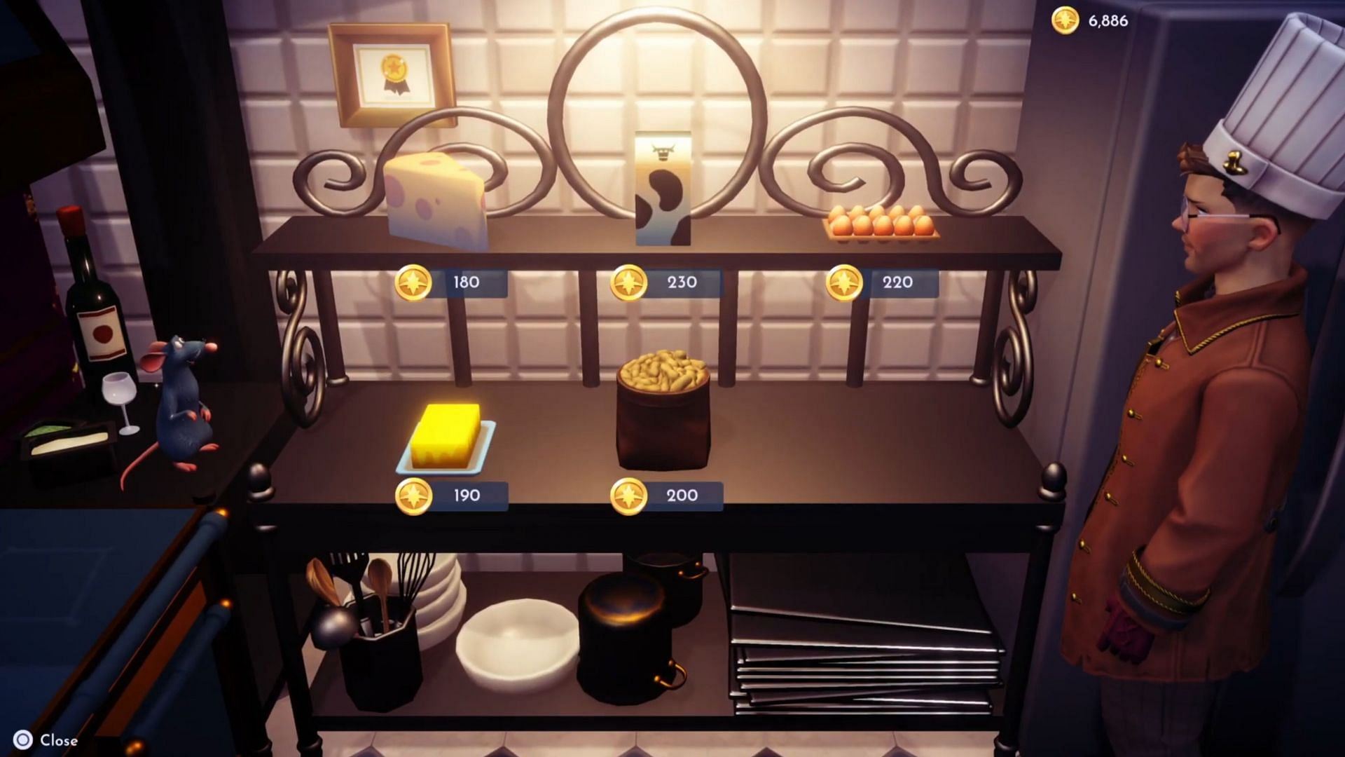 Butter can be bought from Chez Remy (Image via Gameloft || YouTube/Greymane Gaming)