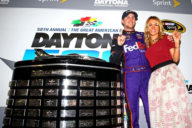 Denny Hamlin’s fiancée Jordan drops 3-word shoutout for Bubba Wallace’s Lion King celebration at Daytona