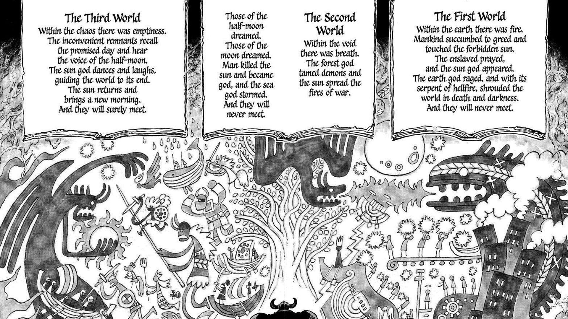 The mural of Harley tells the history of the One Piece world (Image via Shueisha)