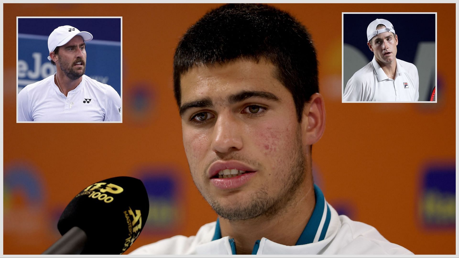 Steve Johnson (left) John Isner (Right) and Carlos Alcaraz (Centre)