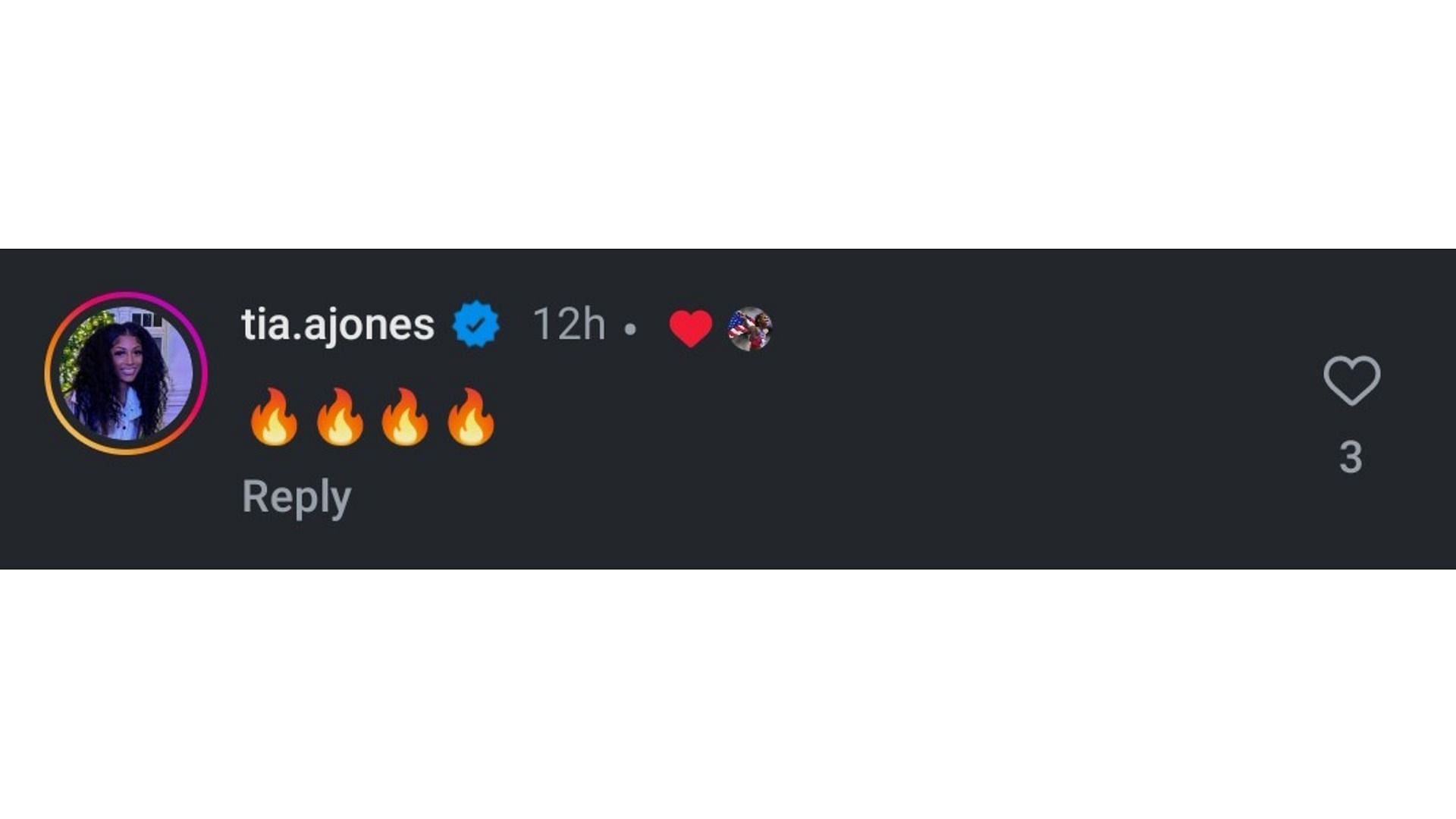 Screenshot Jones&#039; comment on Russel&#039;s post (Image via: Russell&#039;s Instagram)