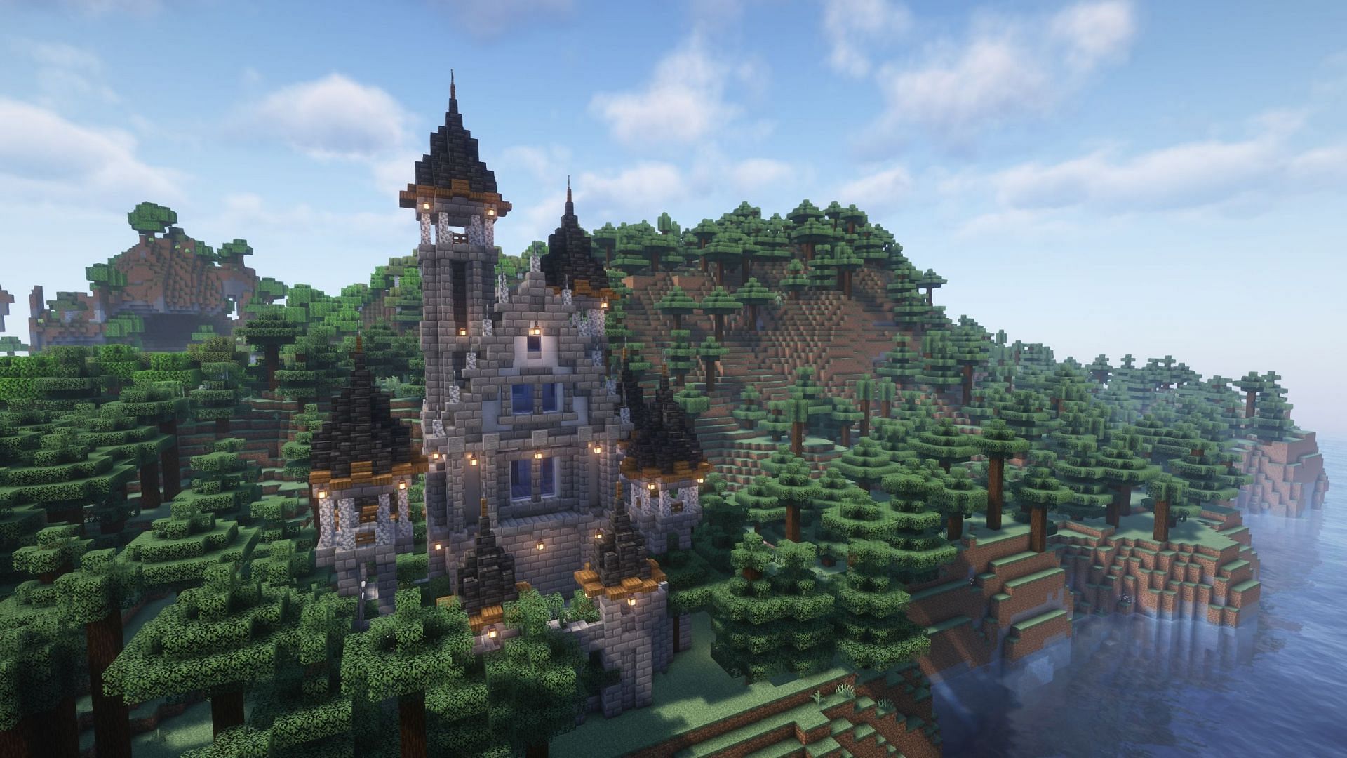 Taiga is also a great biome that offers loads of resource to build a castle (Image via Mojang Studios || Sportskeeda Gaming)