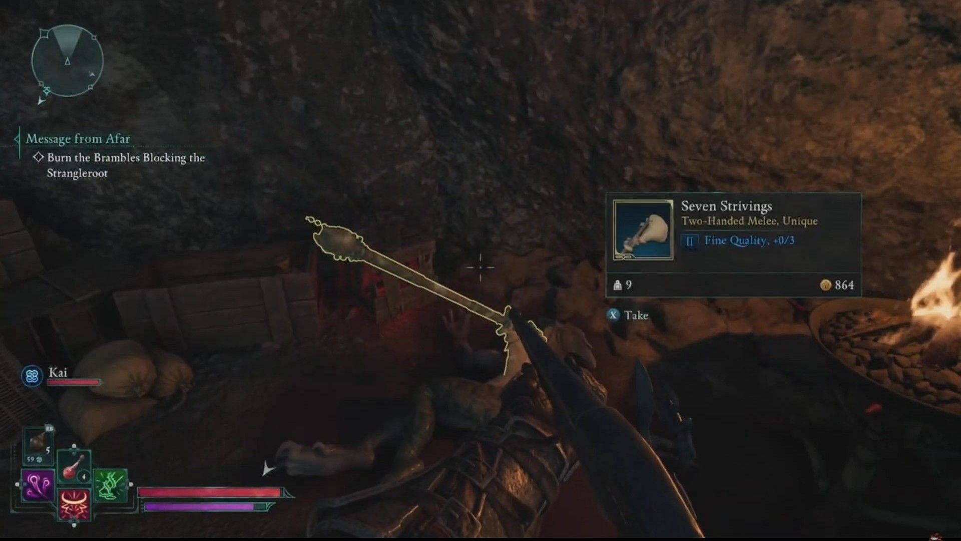 The Seven Strivings&#039; Unique Greataxe in Avowed (Image via Xbox Game Studios || YouTube/@Karpo Gaming)