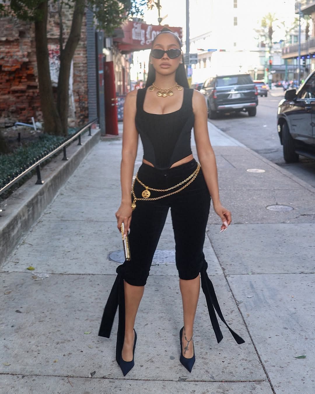 IN PICS: Kiyan Anthony&#039;s mom shows off all-black glam look for 2025 Fanatics Super Bowl party in New Orleans (Image: IG/lala)