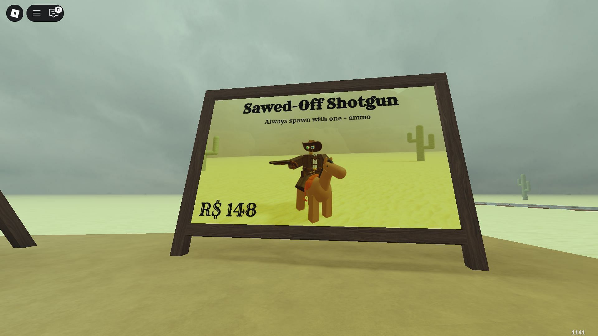 Buy the Sawed-Off Shotgun in the lobby using Robux (Image via Roblox)