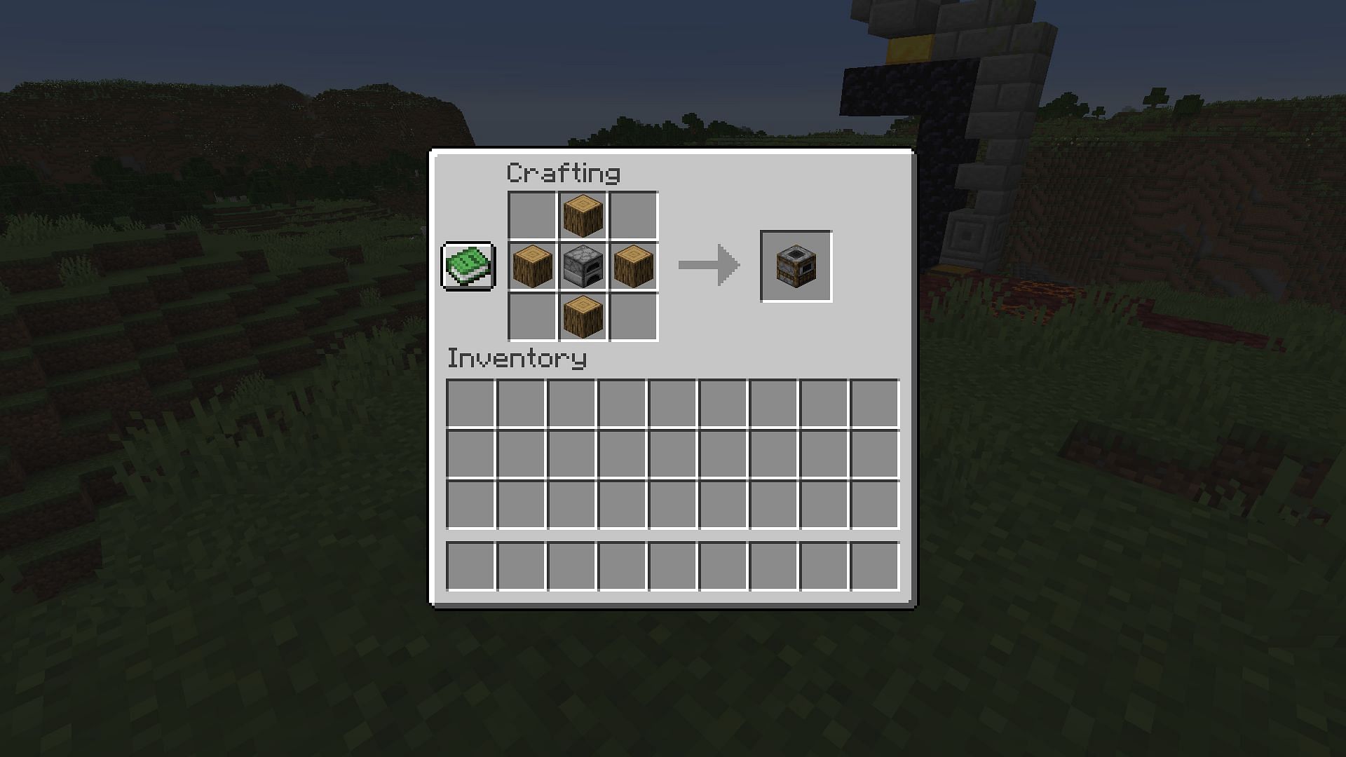 Smoker crafting recipe (Image via Mojang)