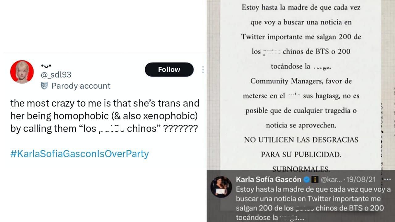 Netizens react to Karla Sof&iacute;a Gasc&oacute;n&#039;s resurfaced tweets (Image via X/@_sdl93)