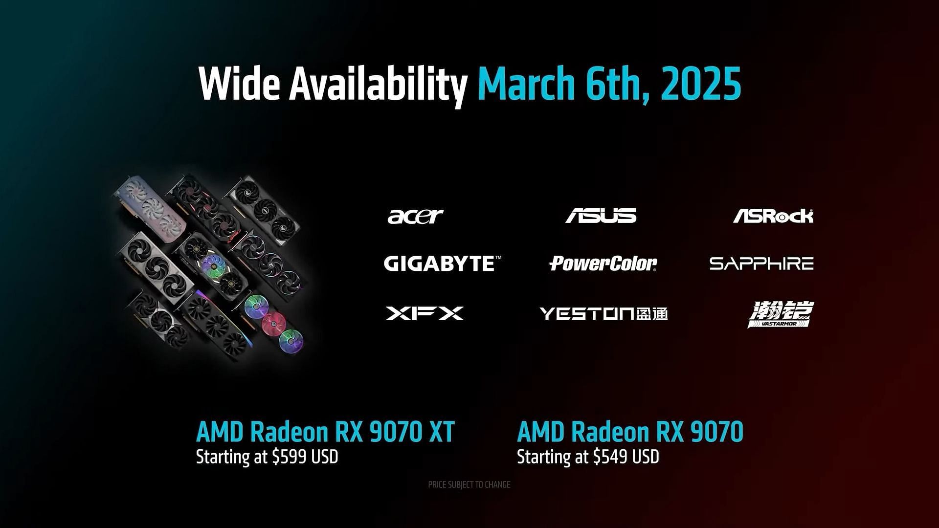 AMD Radeon 9070 Series pricing and availability (Image via AMD)