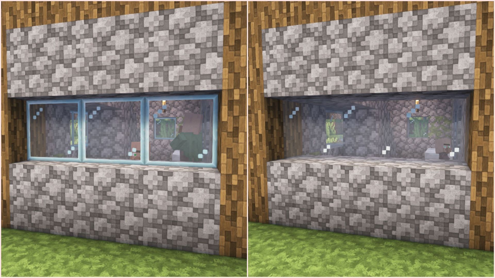 Borderless glass simply removes borders from glass blocks and panes (Image via Mojang Studios)