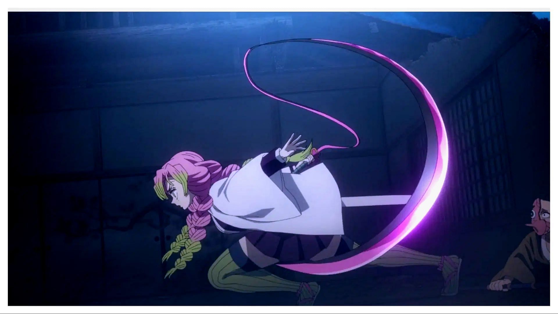 Mitsuri Kanroji with her Nichiren sword (Image via Ufotable)