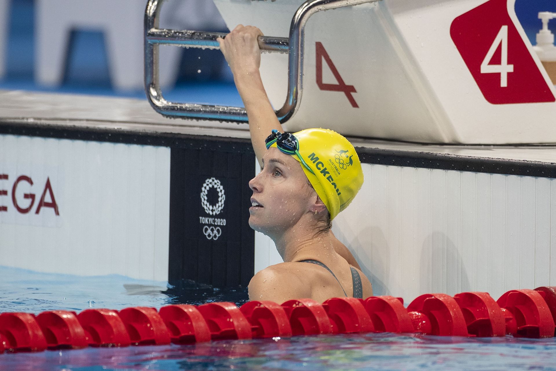 Emma McKeon competing for Australia during the 2020 Tokyo Olympics in the 100m Butterfly semifinals (Image via: Getty Images)