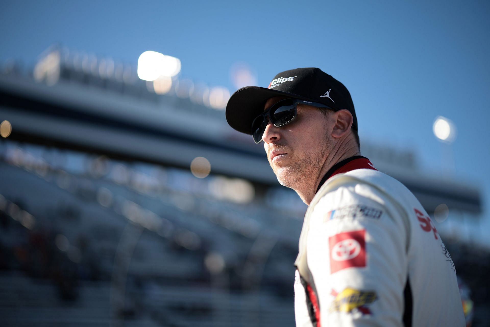  Denny Hamlin looks on during qualifying for the NASCAR Cup Series Cook Out 400 (April 06, 2024  - Source: Getty)