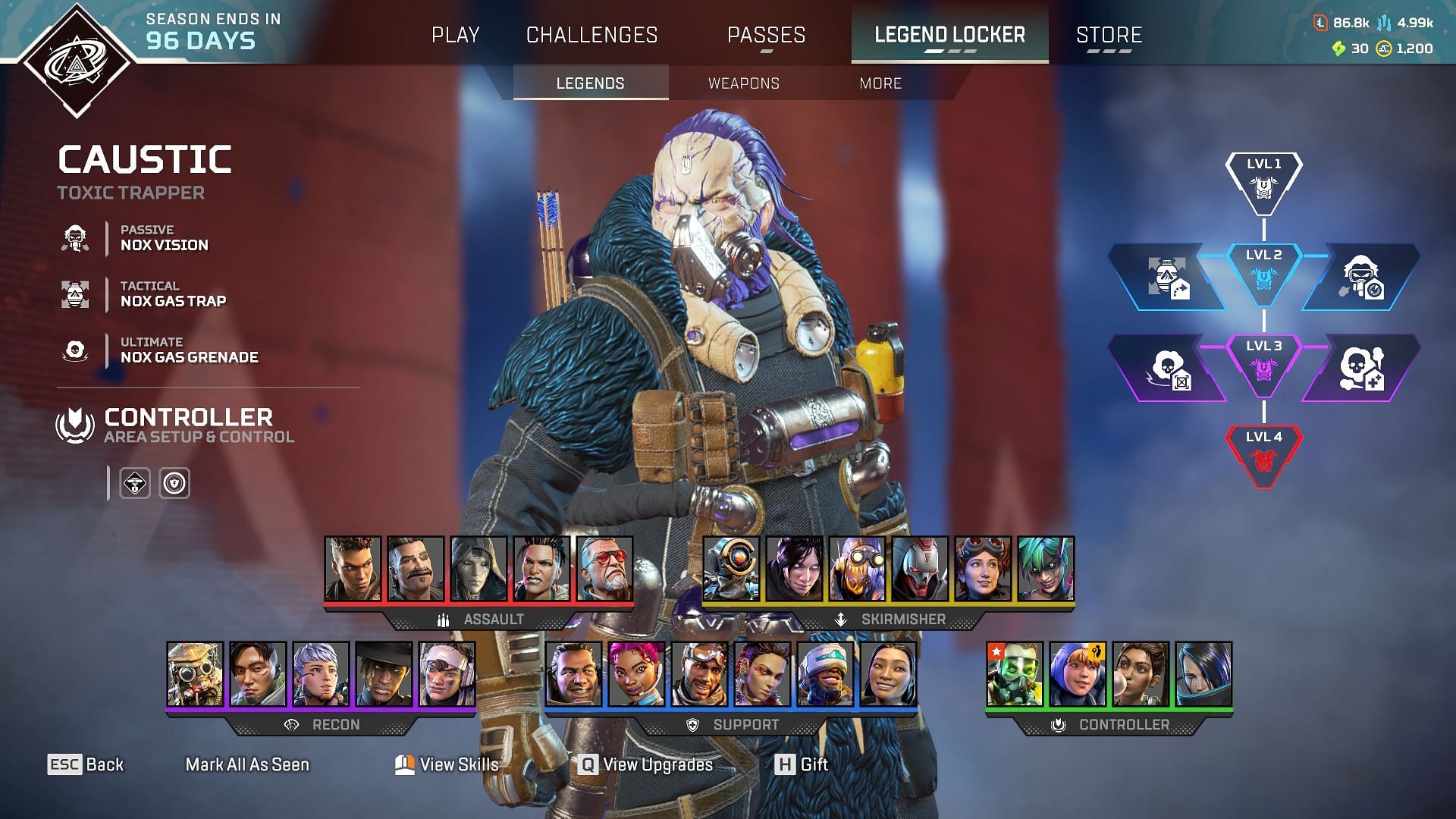 Caustic is one of the four Controllers in Apex Legends (Image via Sportskeeda Gaming/EA)