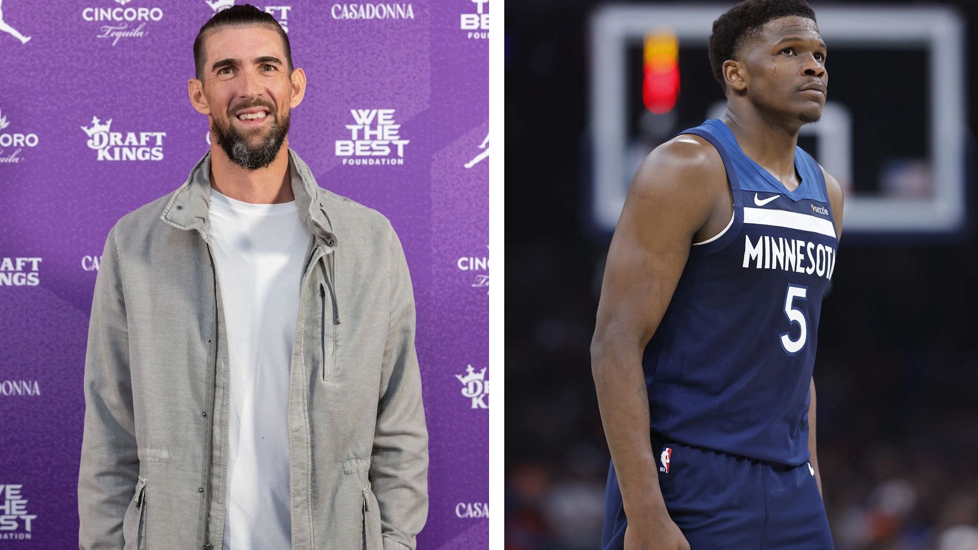 Michael Phelps (left) and Anthony Edwards (right)/ Source: Getty