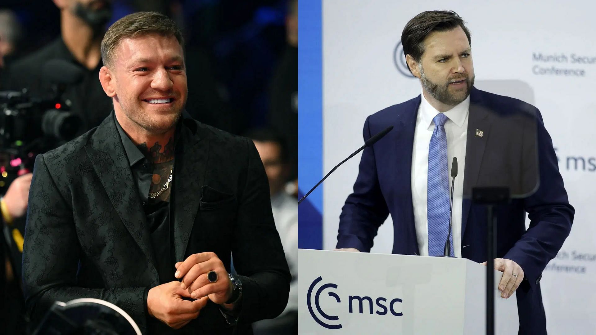 Conor McGregor (left) has shared a reaction to JD Vance