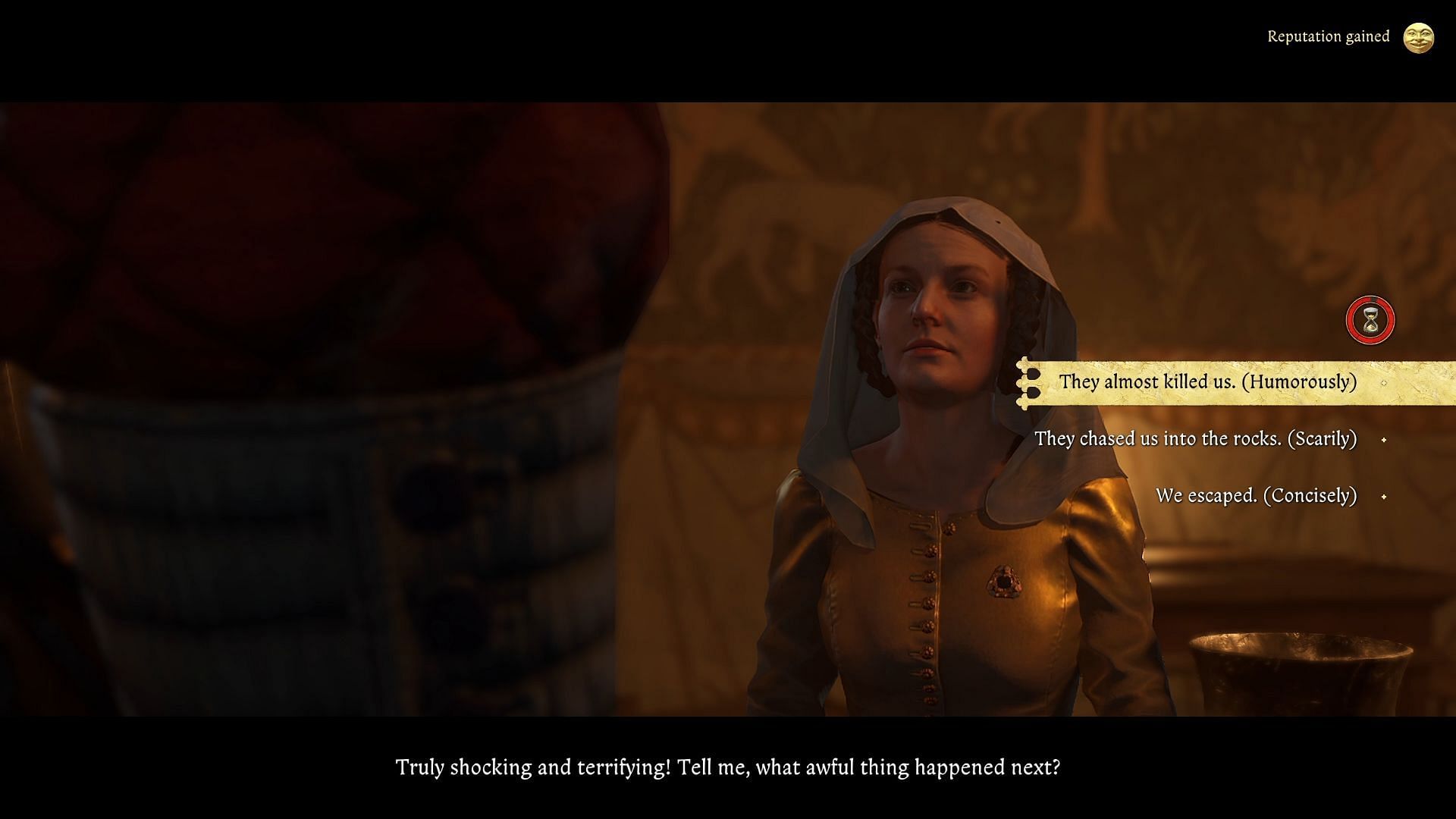 Widow Johanka can be easily impressed with the right looks and dialogue options (Image via Deep Silver)