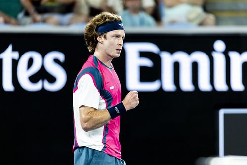 Rublev celebrates a point in the Australian Open - Source: Getty