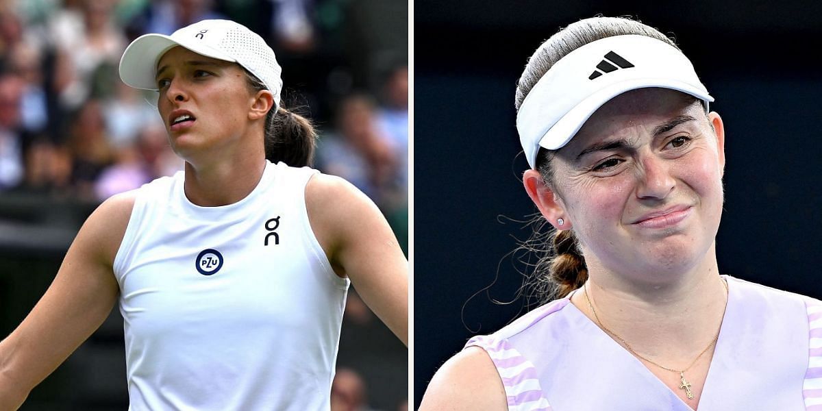 Jelena Ostapenko and Iga Swiatek (Source: Getty)