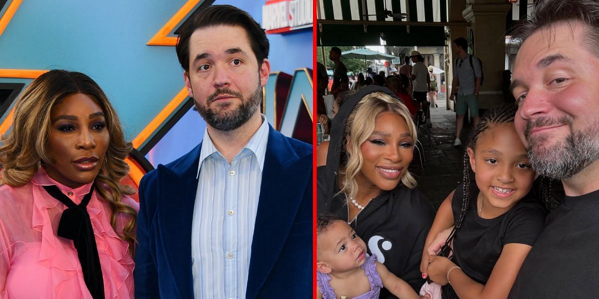 Serena Williams with her husband Alexis Ohanian and their daughters Olympia and Adira | Image via: Getty (L) &amp; Instagram @alexisohanian (R)