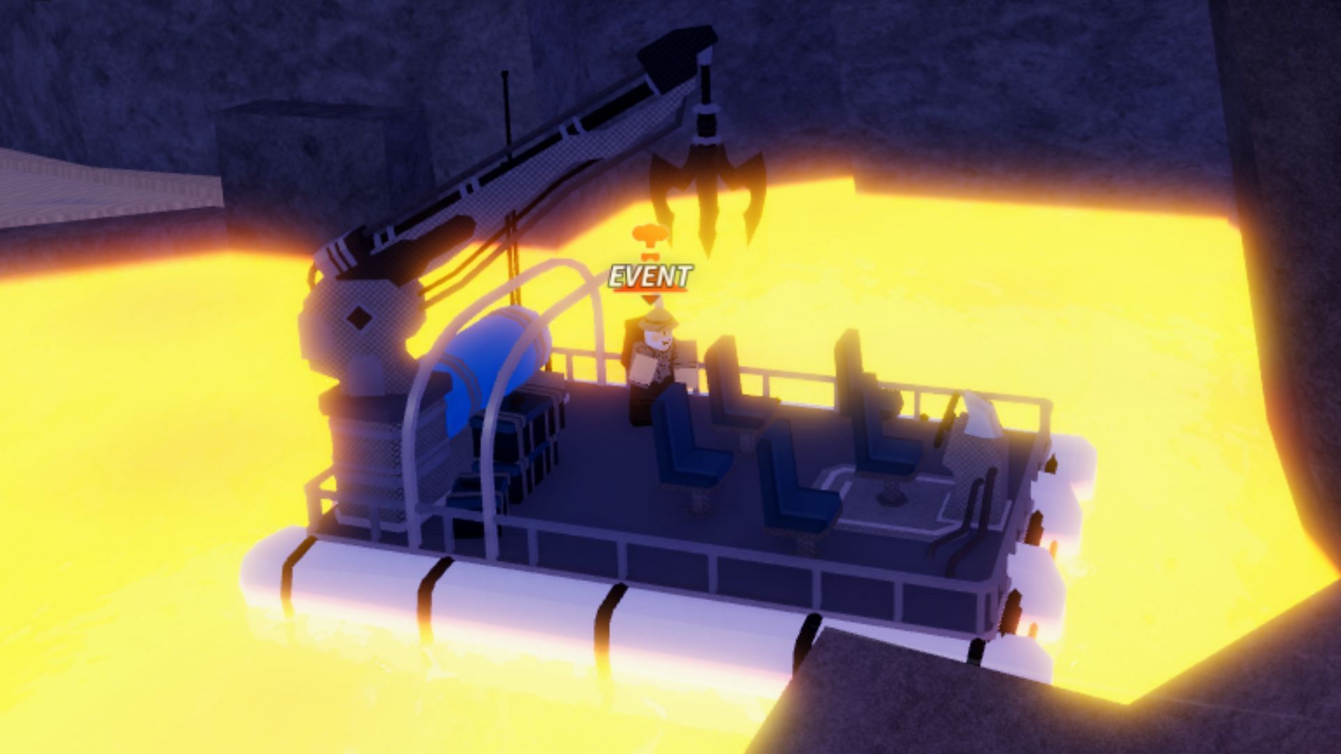 The Volcanic Research Boat (Image via Roblox)