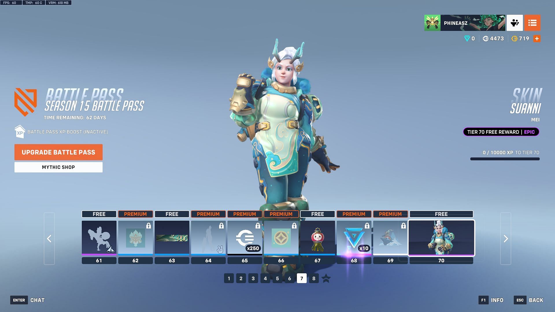 Overwatch 2 Season 15 Battle Pass tiers 61-70 (Image via Sportskeda Gaming/Blizzard)